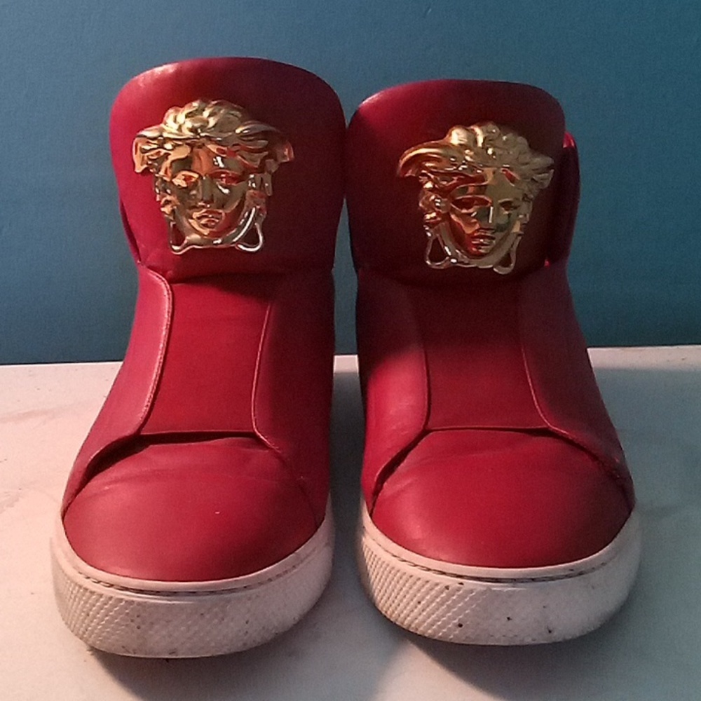 Red leather Versace
